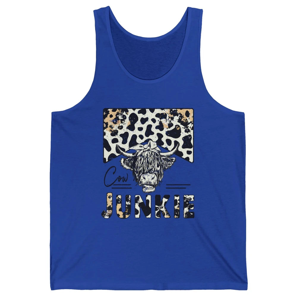 Leopard Highland Cow Bandana Cow Junkie Western Country Gift Unisex Jersey Tank