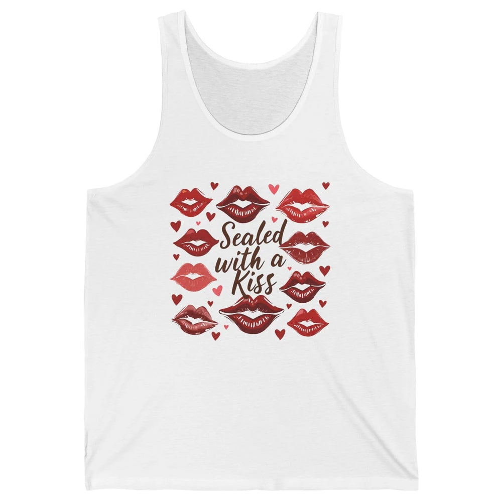 Sealed With A Kiss Sexy Red Lips Happy Valentine's Day Heart Love Unisex Jersey Tank