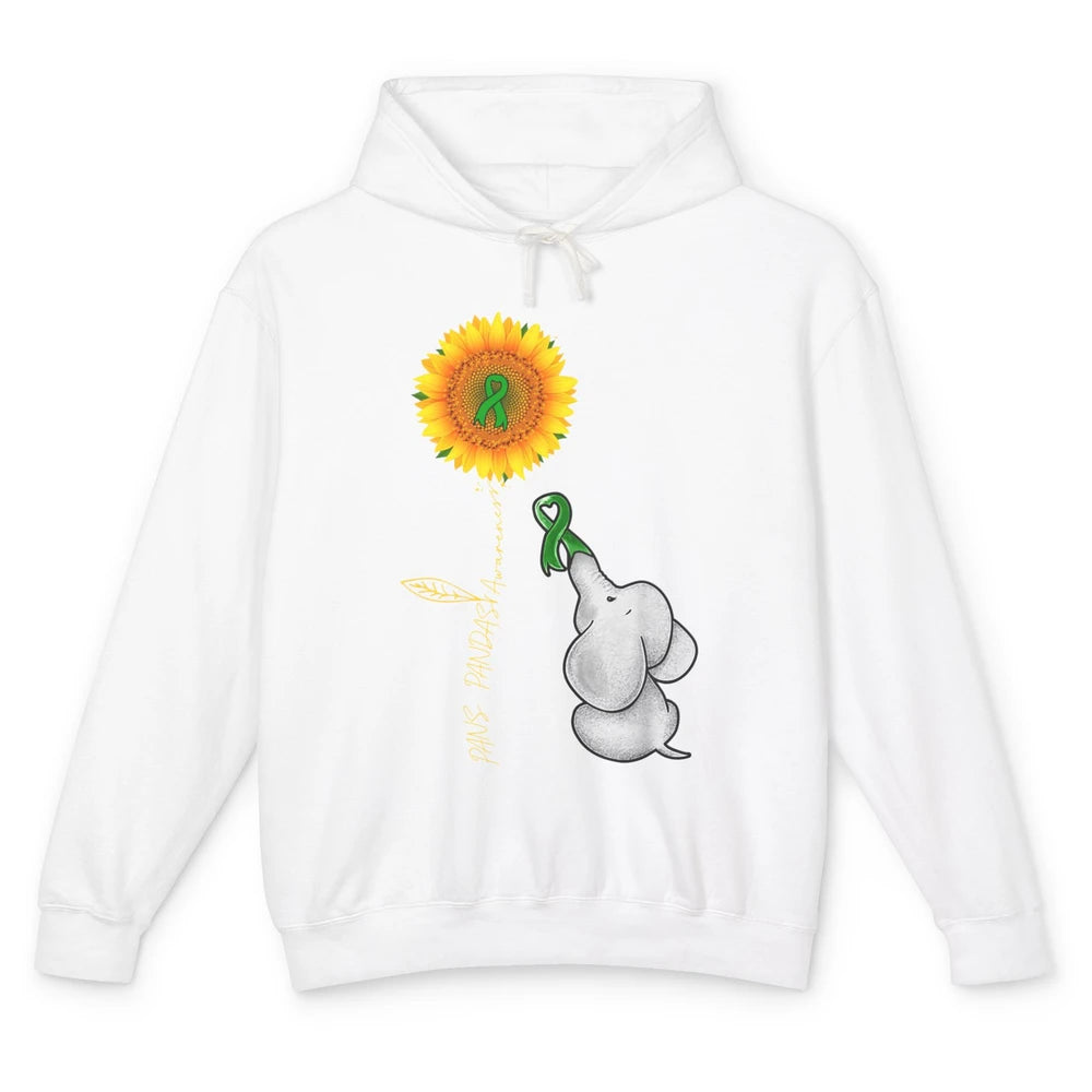 PANS/PANDAS Awareness Green Ribbon Sunflower Baby Elephant Unisex Lightweight Hoodie