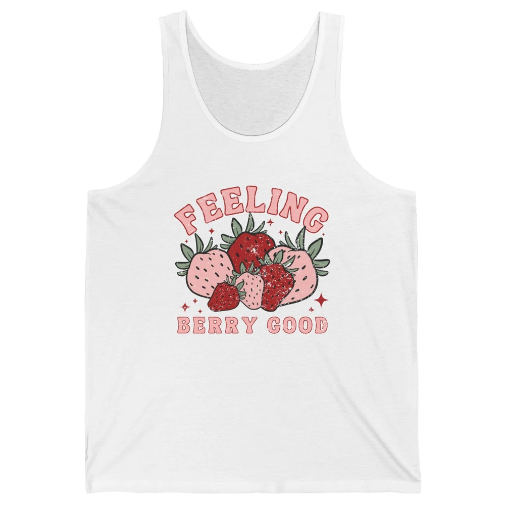 Retro Strawberry Feeling Berry Good Positive Mind Happy Life Unisex Jersey Tank