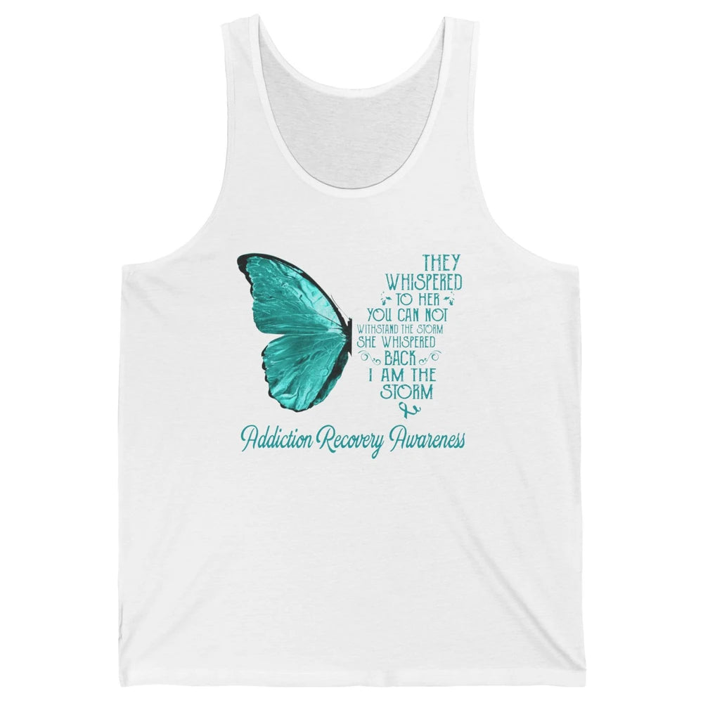 Addiction Recovery Awareness Ribbon Butterfly I'm The Storm Unisex Jersey Tank