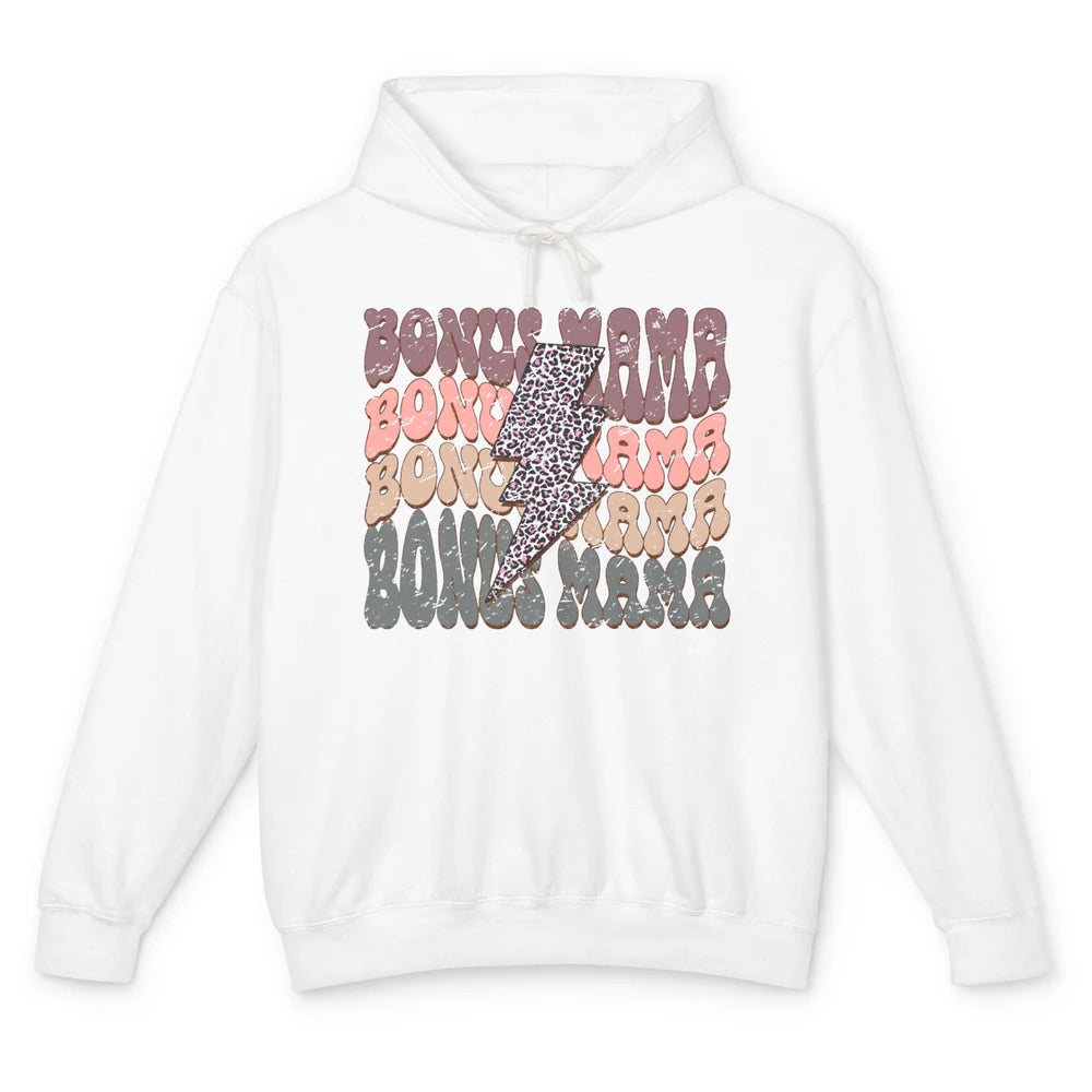 Retro Bonus Mama Leopard Lightning Bolt Western Stepmother Unisex Lightweight Hoodie