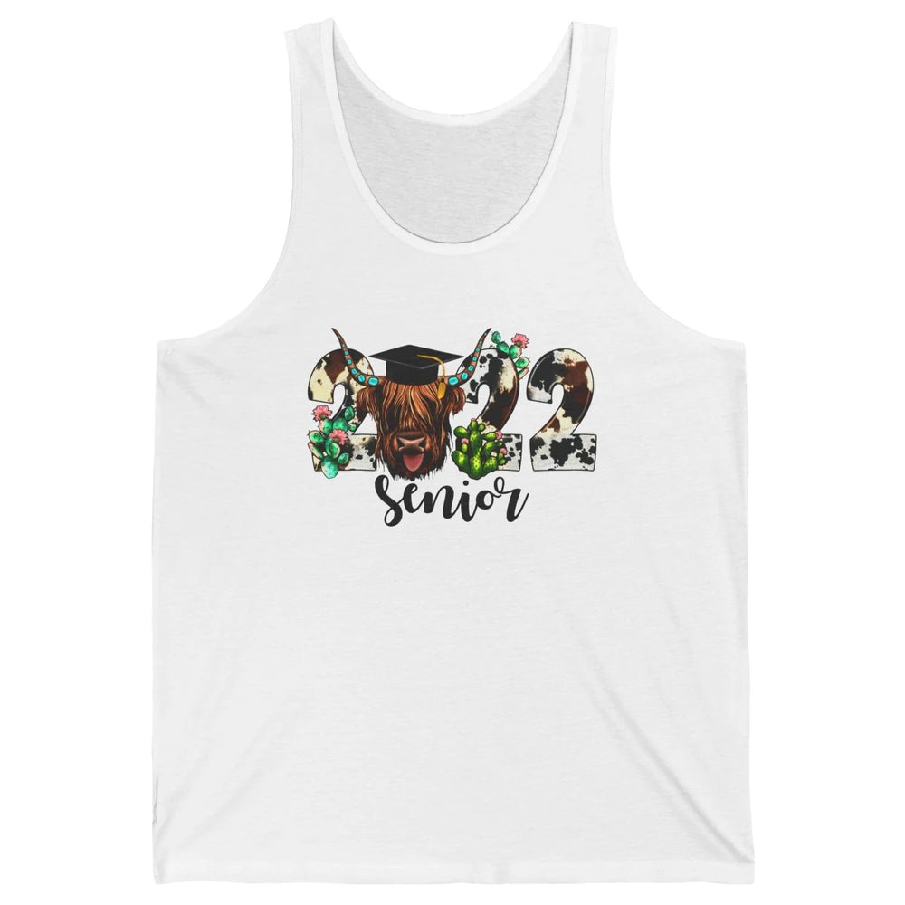Senior 2022 Highland Cow Western Heifer Graduation 2022 Gift Unisex Jersey Tank