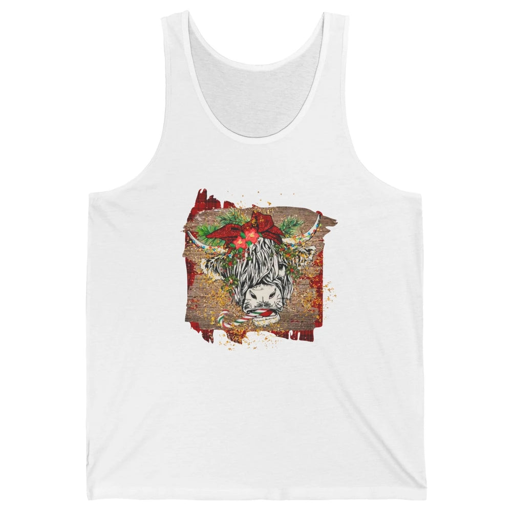 Christmas Highland Cow Bandana Western Christmas Cow Plaid Unisex Jersey Tank