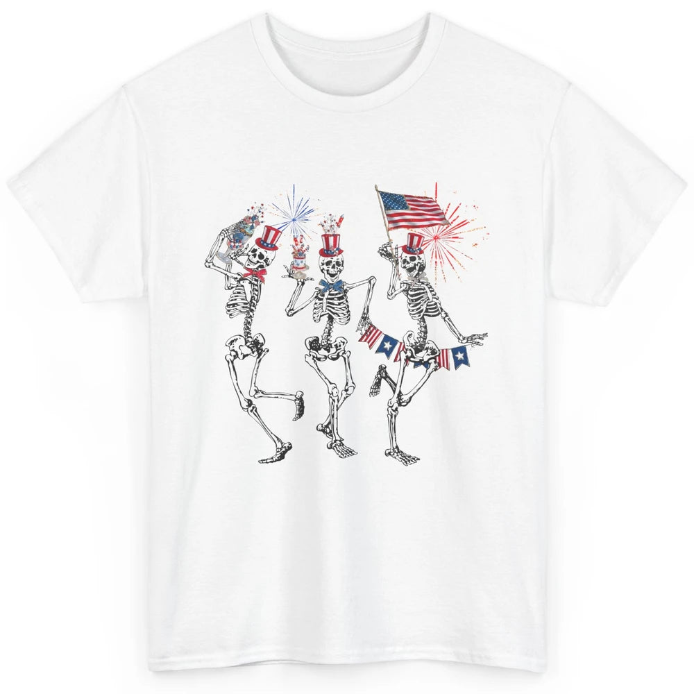 4th July Independence Day Dancing Skeletons America Flag Classic Unisex T-Shirt