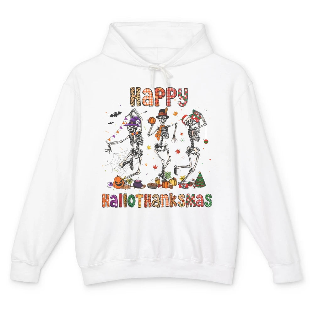Funny Dancing Skeleton Happy Hallo-thank-mas Fall Pumpkin Unisex Lightweight Hoodie