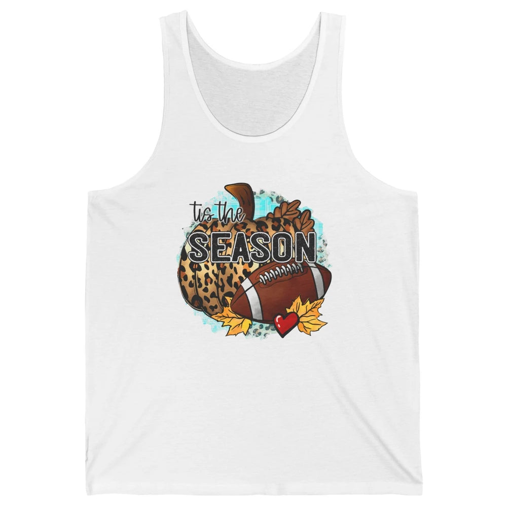 Leopard Football Pumpkin Tis The Season Fall Leaves Autumn Unisex Jersey Tank