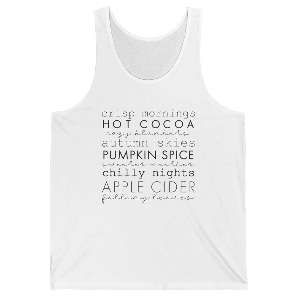 Fall Gift Sweater Weather Apple Cider Falling Leaves Autumn Unisex Jersey Tank