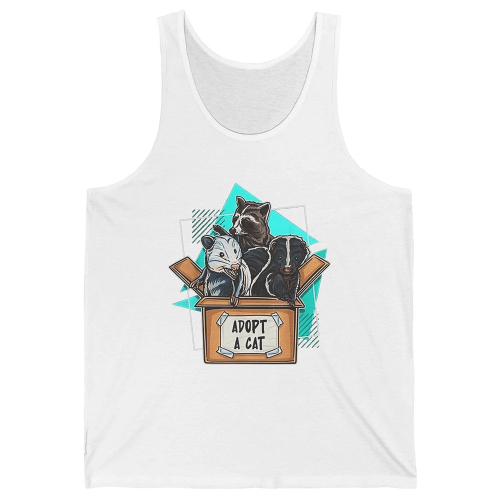 Adopt Forbidden Cats In Box Raccoon Skunks Possum Vaporwave Unisex Jersey Tank