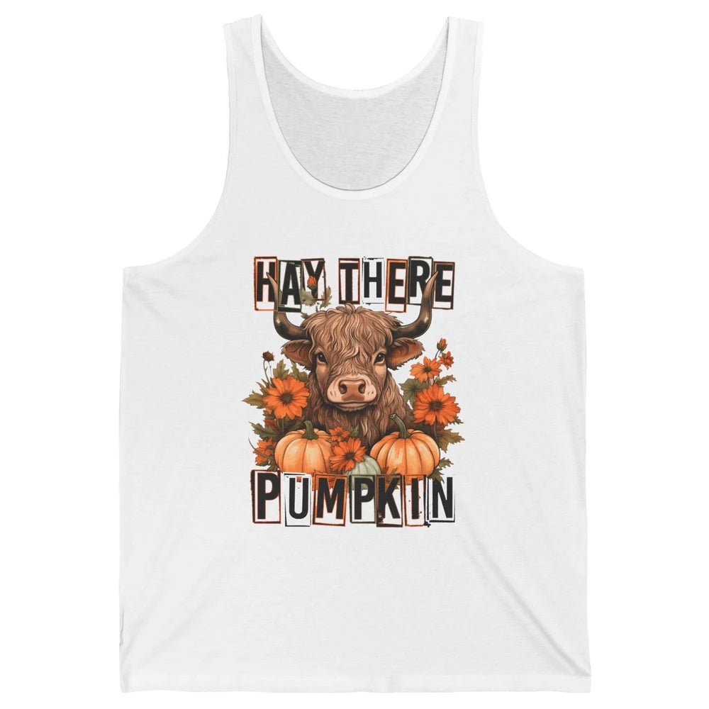 Hay Fall Highland Cow Pumpkin Western Country Farm Autumn Unisex Jersey Tank