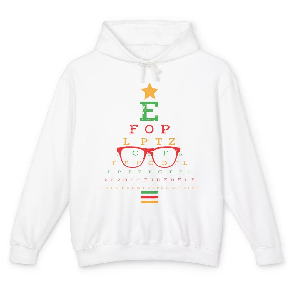 Optician Christmas Funny Xmas Tree Eyeglasses Optometrist Unisex Lightweight Hoodie