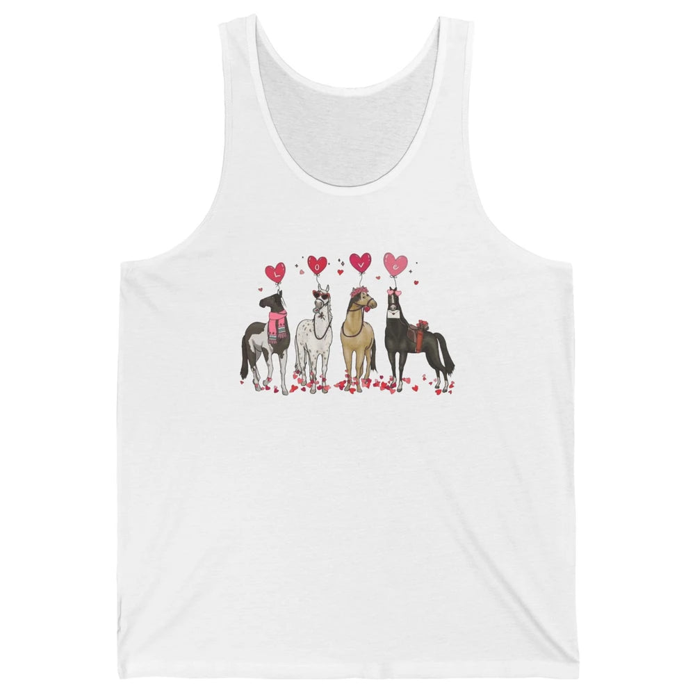 Cute Horse Valentine's Day Horses Cowgirl Rodeo Howdy Western Country Heart Love Balloon Unisex Jersey Tank