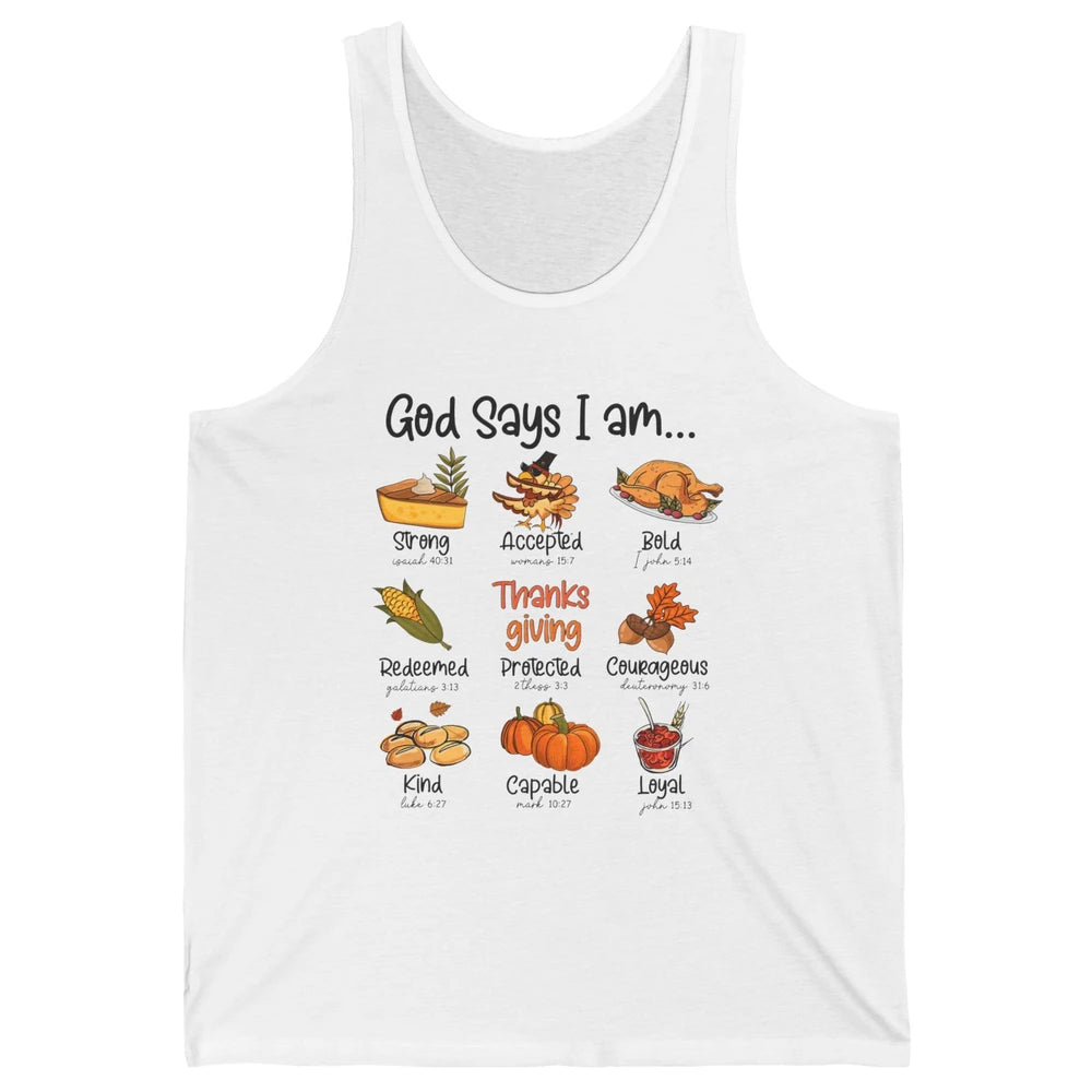 Retro Thanksgiving Turkey God Says I Am Bible Christian Fall Unisex Jersey Tank