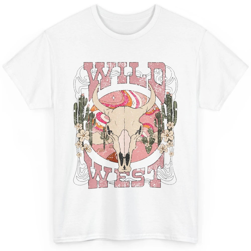 Retro Rainbow Desert Bull Skull Wild West Western Country Classic Unisex T-Shirt