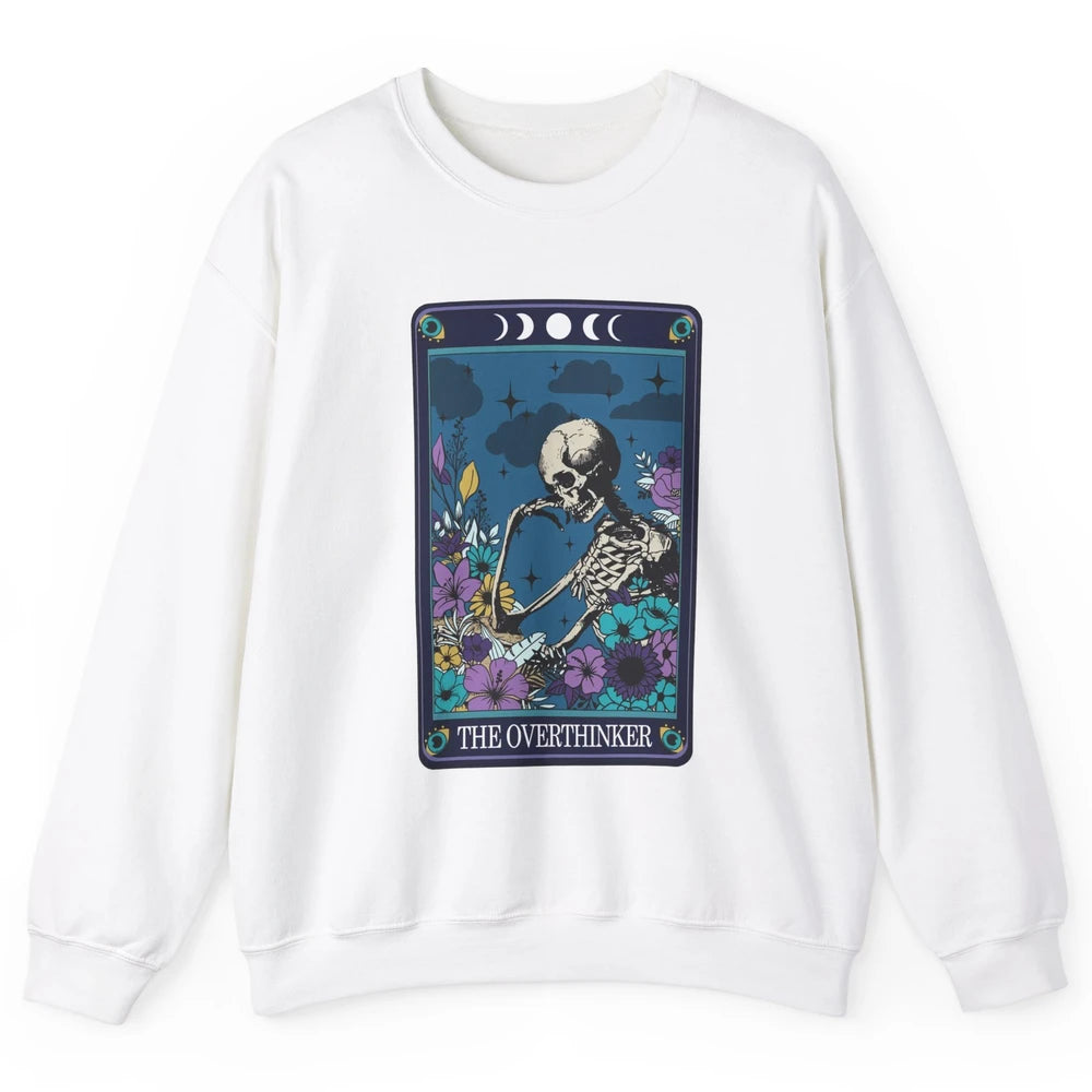 Floral Skeleton The Overthinker Tarot Card Halloween Costume Unisex Crewneck Sweatshirt