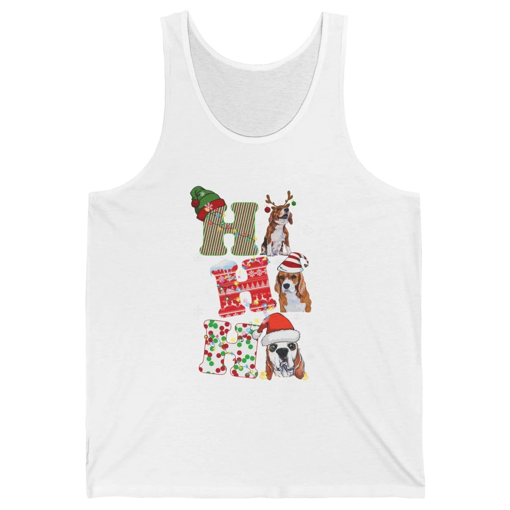 Funny Beagle Christmas Light Santa Beagle Reindeer Snowflake Unisex Jersey Tank