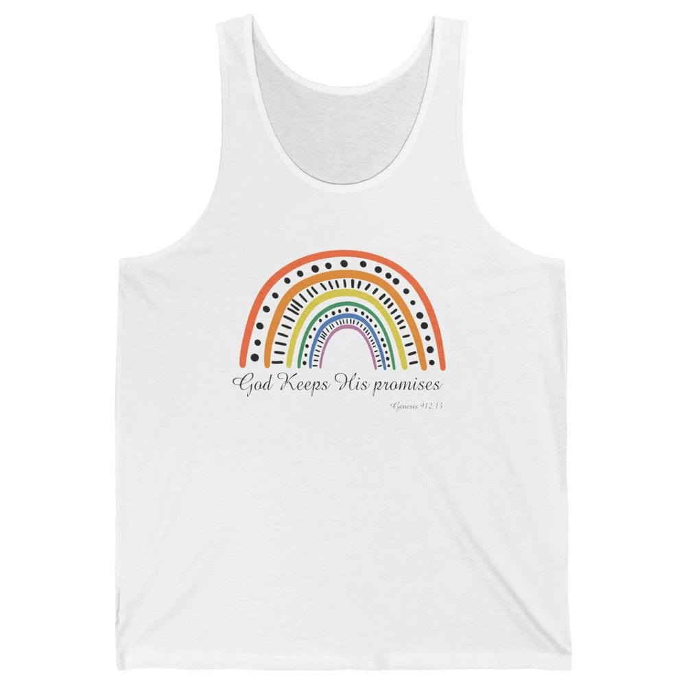 Retro Rainbow God Keeps His Promises Christian Religious Unisex Jersey Tank
