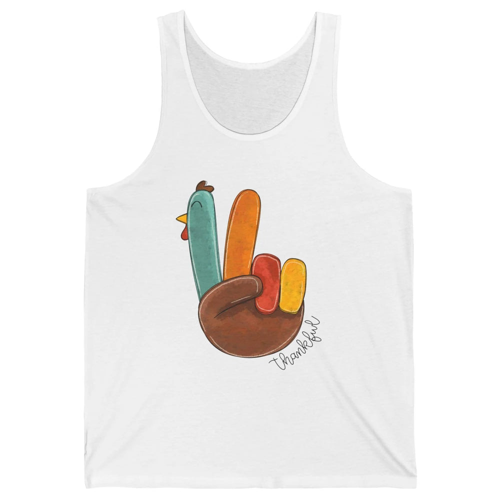 Funny Turkey Peace Sign Thankful Thanksgiving Gift Halloween Unisex Jersey Tank