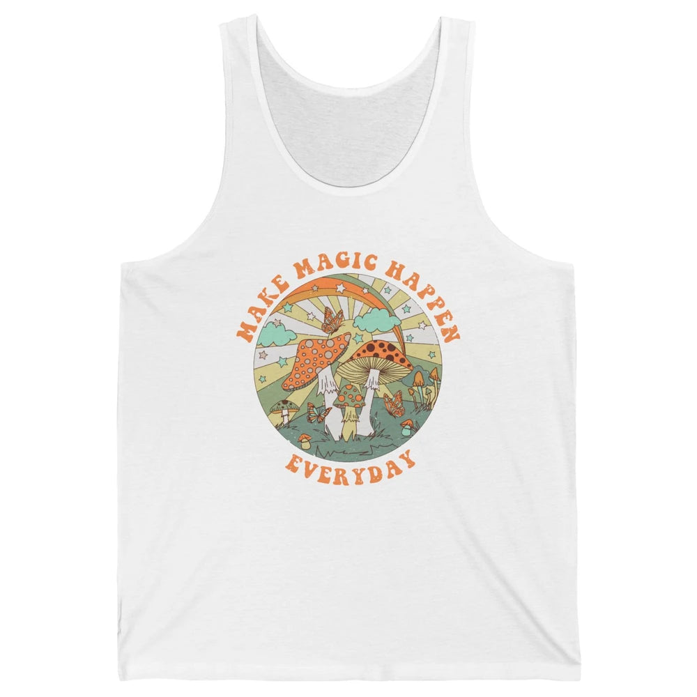 Retro Groovy Make Magic Happen Mushroom Hippie Botanical Unisex Jersey Tank