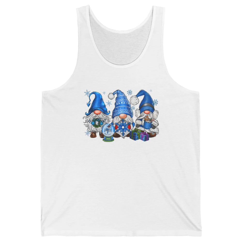 Retro Blue Snowman Gnomes Blue Christmas Winter Gnomies Xmas Unisex Jersey Tank