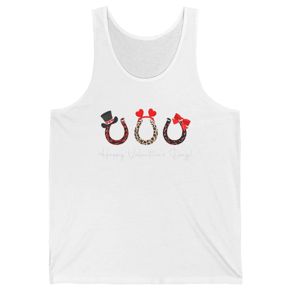 Leopard Red Plaid Heart Love Horseshoes Horse Lover Happy Valentine's Day Unisex Jersey Tank
