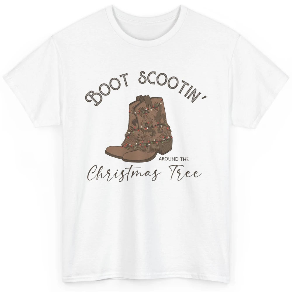 Retro Cowboy Boots Scootin' Around Christmas Tree Western Classic Unisex T-Shirt