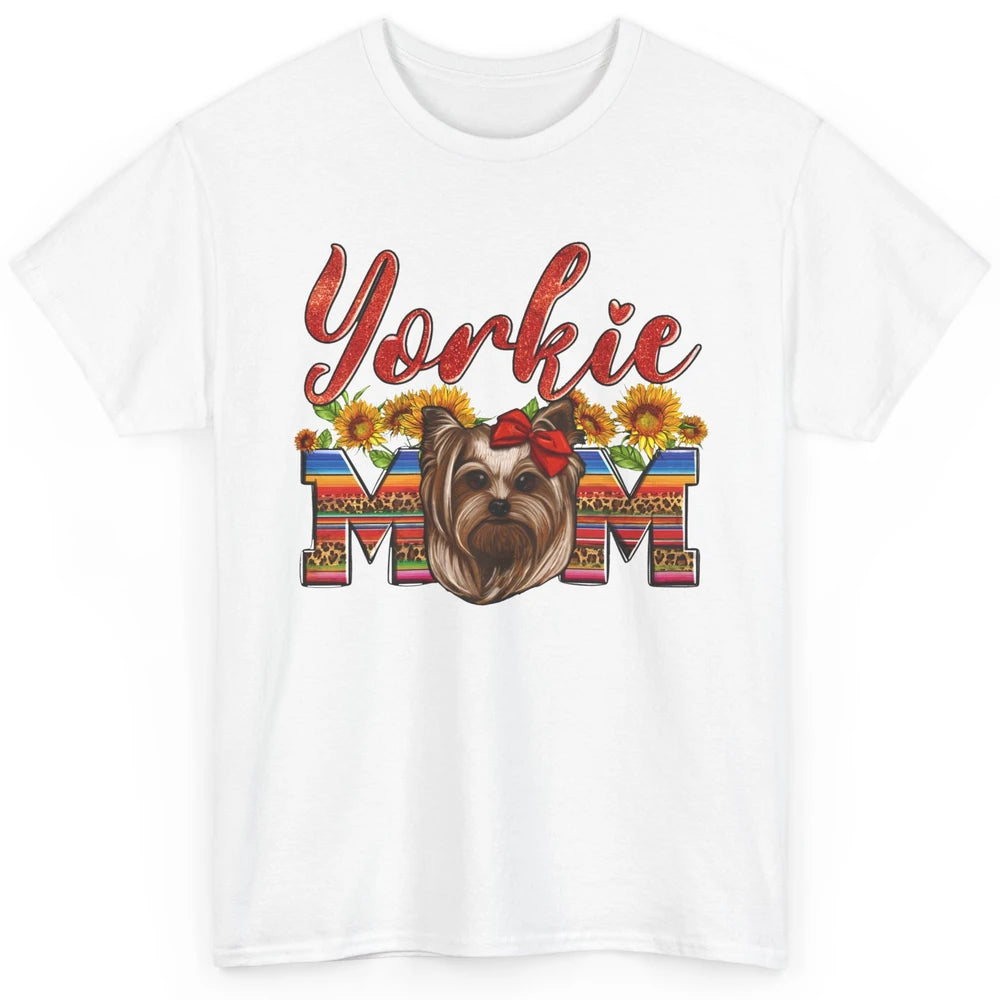 Yorkie Mom Sunflowers Leopard Yorkshire Terrier Dog Mom Gift Classic Unisex T-Shirt