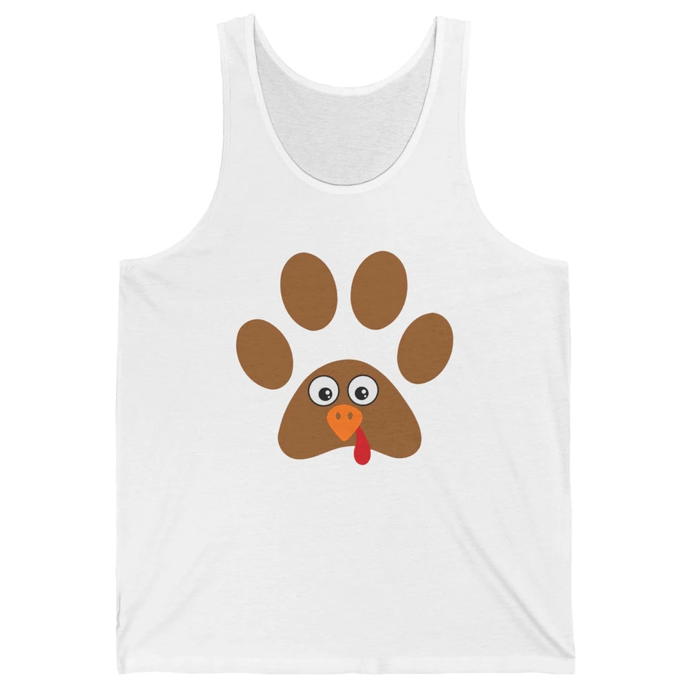 Turkey Pawprint Dog Paw Thanksgiving Cute Puppy Turkey Day Unisex Jersey Tank
