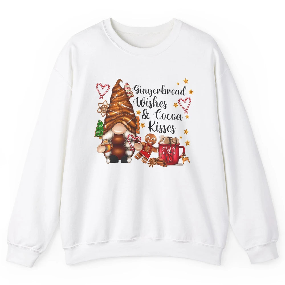 Retro Christmas Gnome Gingerbread Wishes and Cocoa Kisses Unisex Crewneck Sweatshirt
