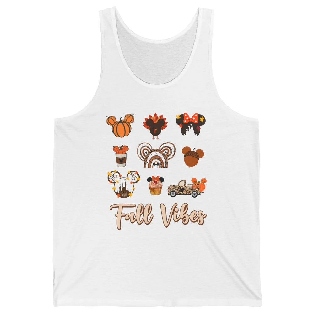Retro Fall Vibes Pumpkin Turkey Halloween Fall Thanksgiving Unisex Jersey Tank