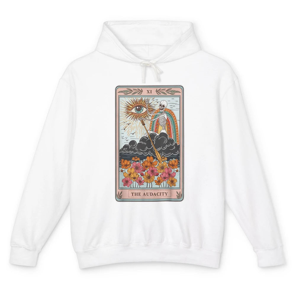 Tarot Card The Audacity Skeleton Mystical Eye Aesthetic Goth Unisex Lightweight Hoodie