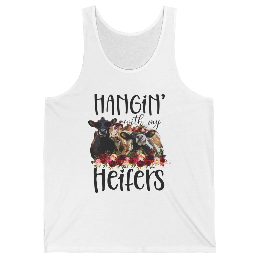 Funny Floral Heifer Hanging With My Heifer Cow Castle Farmer Unisex Jersey Tank