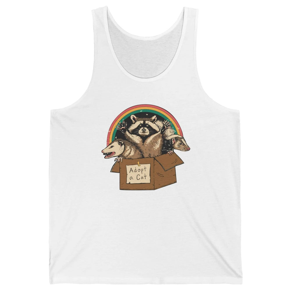 Adopt Forbidden Cats In Box Raccoon Skunks Possum Cat Lovers Unisex Jersey Tank