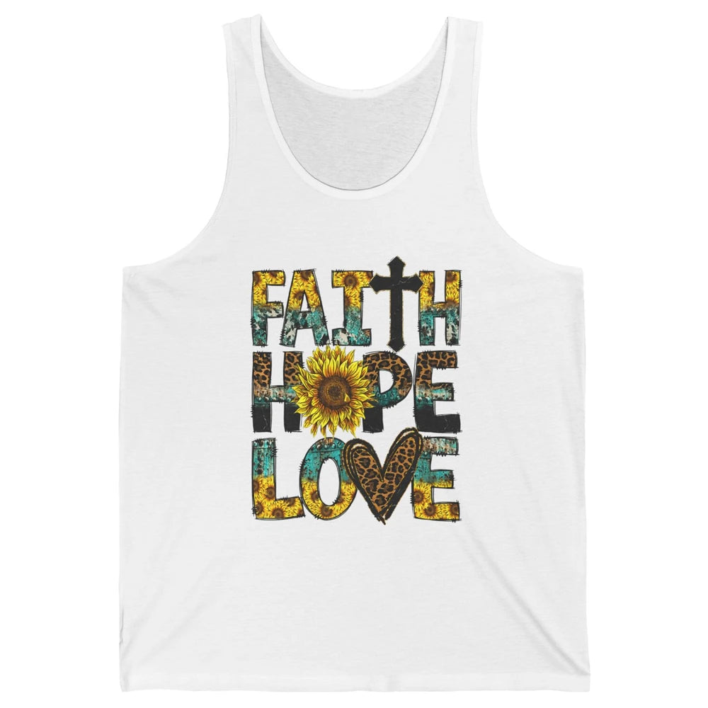 Faith Hope Love Sunflower Jesus Christian Leopard Religious Unisex Jersey Tank