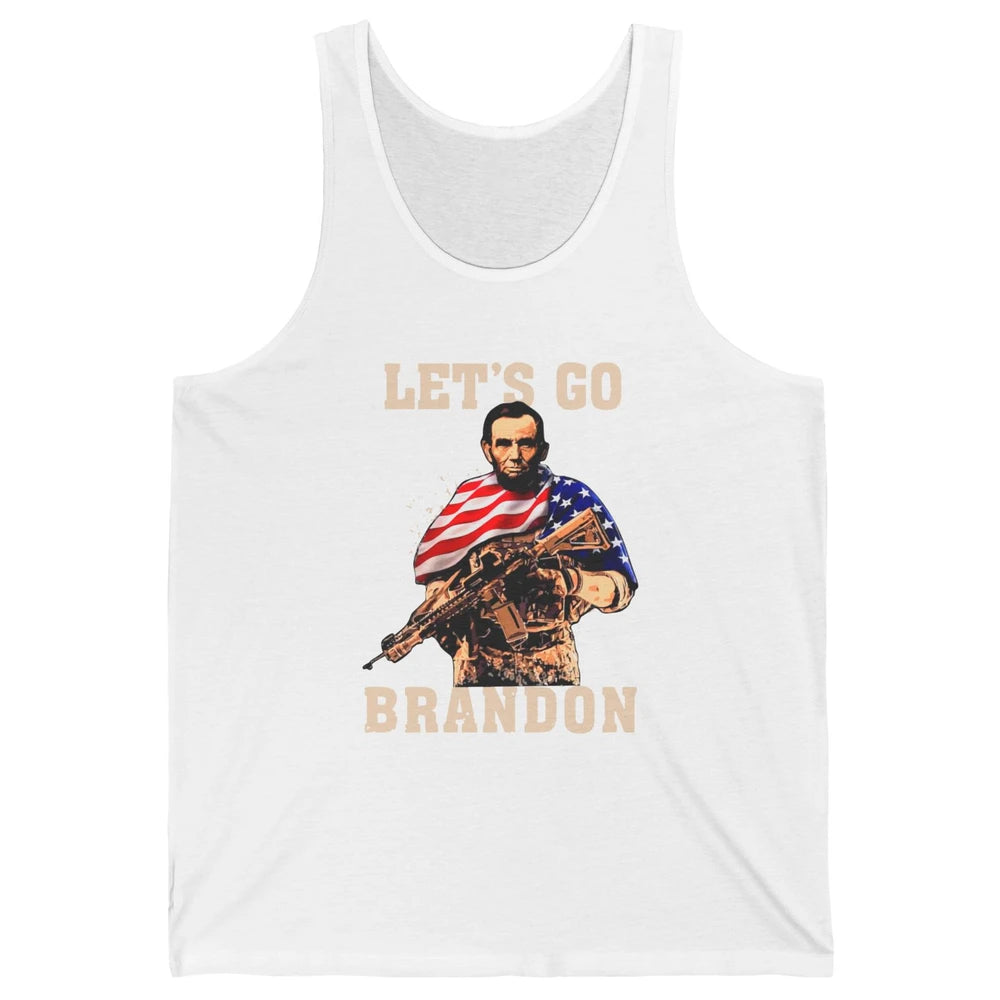 Abraham Lincoln US Flag Lets Go Brandon Conservative Liberal Unisex Jersey Tank