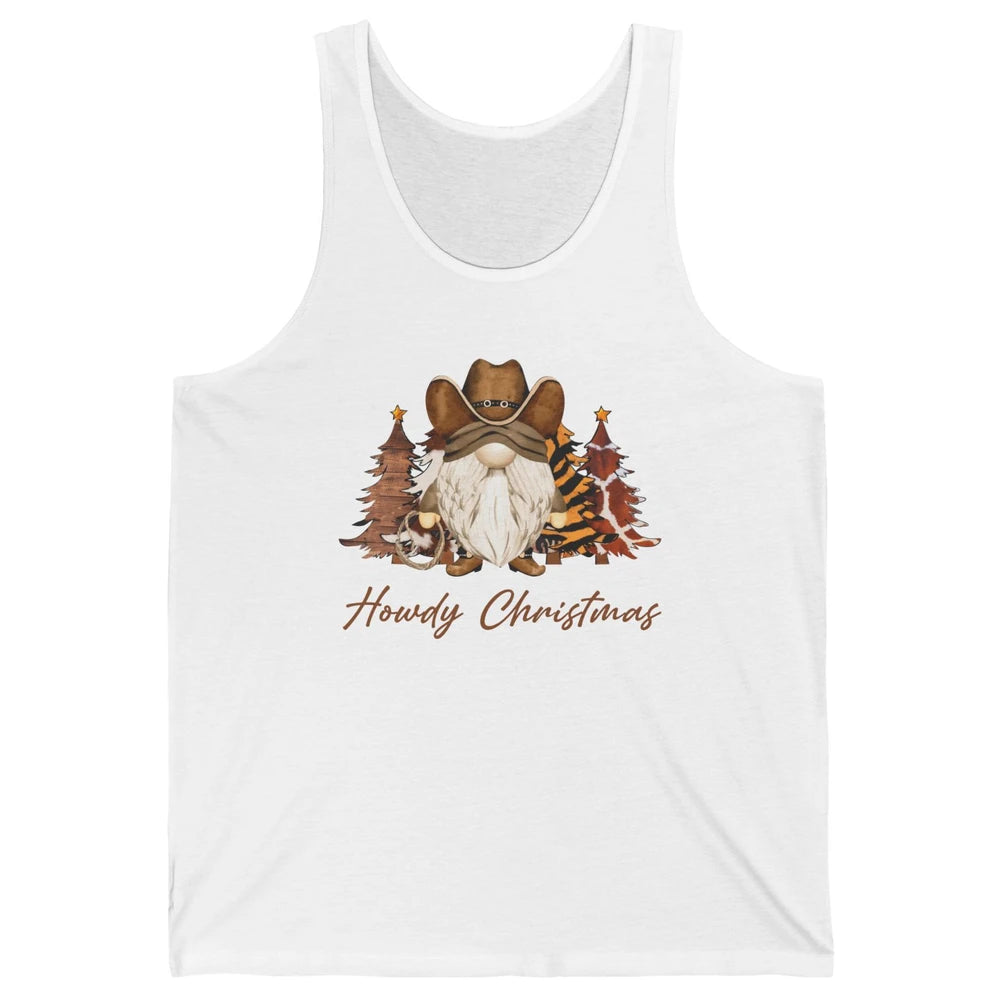 Retro Leopard Cowboy Gnome Howdy Christmas Western Holiday Unisex Jersey Tank
