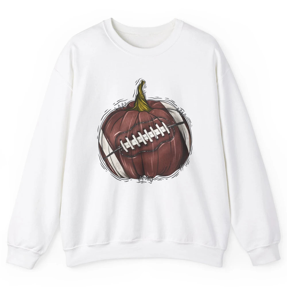 Football Pumpkin Tis The Season Fall Leaves Autumn Halloween Unisex Crewneck Sweatshirt
