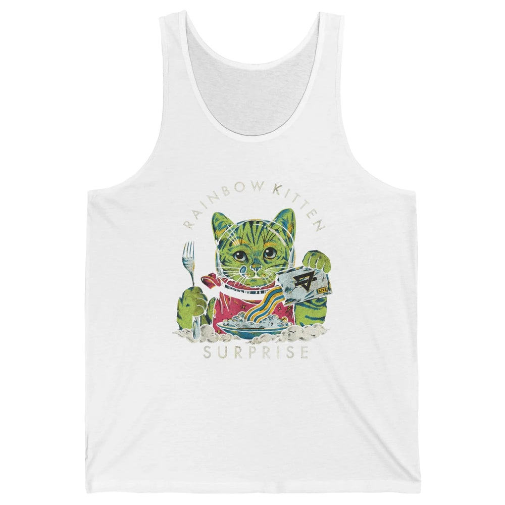 Retro Rainbow Kitten Surprise Gothic Halloween Funny Cat Pet Unisex Jersey Tank