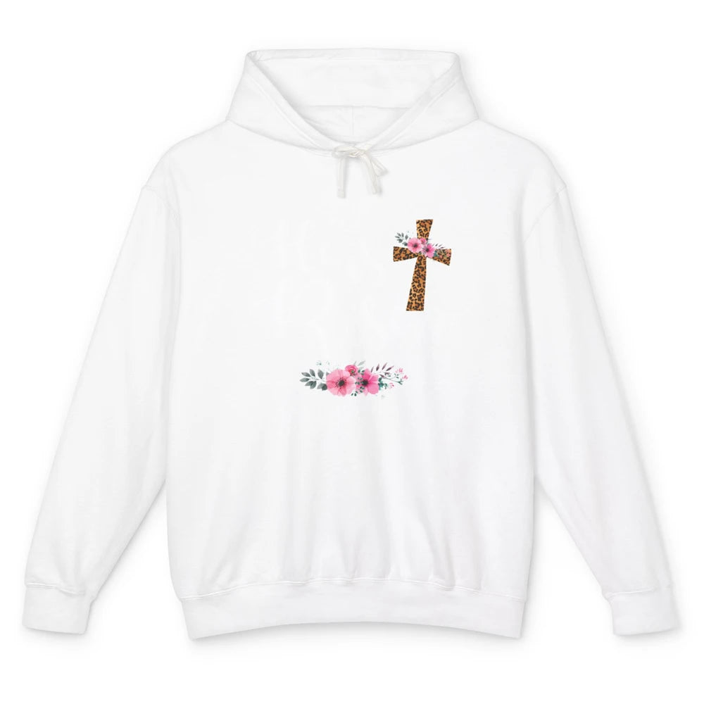 He is Risen Floral Leopard Vintage Cross Happy Easter Day Unisex Lightweight Hoodie