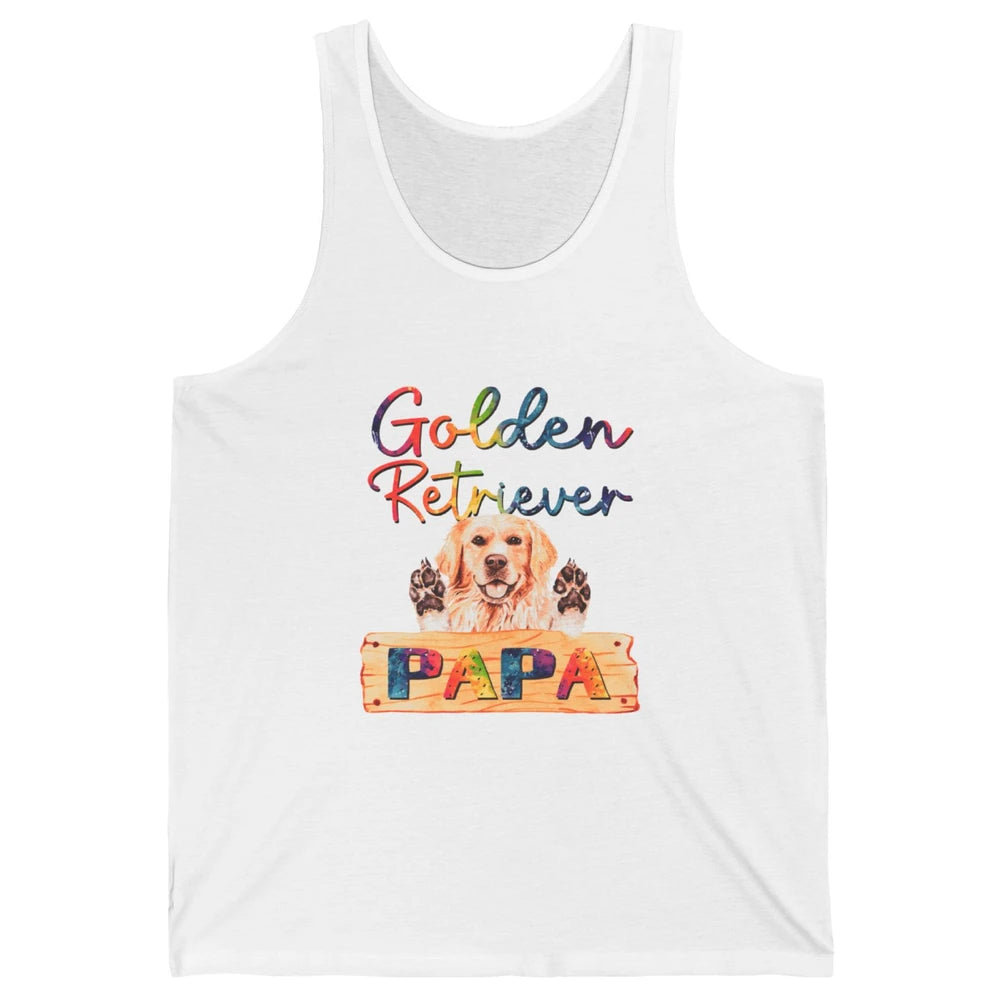 Colorful Golden Retriever Dog Papa Cute Puppy Father Dad Unisex Jersey Tank