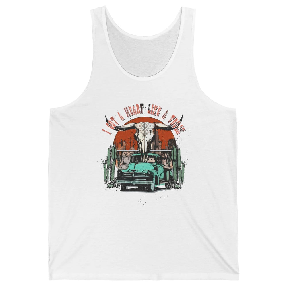 Desert Bull Skull Got A Heart Like A Truck Western Valentine Unisex Jersey Tank