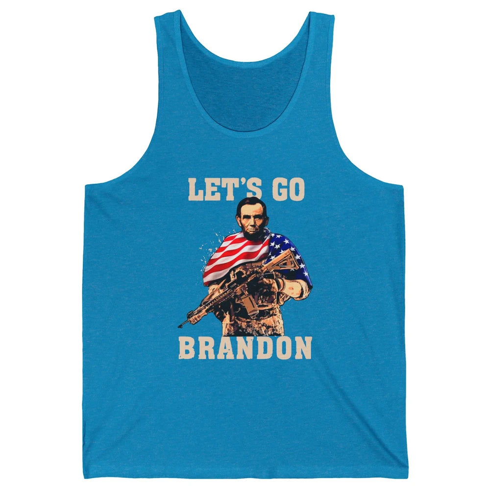 Abraham Lincoln US Flag Lets Go Brandon Conservative Liberal Unisex Jersey Tank