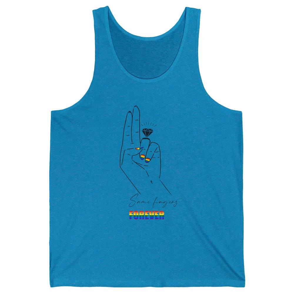 Same Fingers Forever Bride LGBT Engaged Gay Bachelorette Unisex Jersey Tank