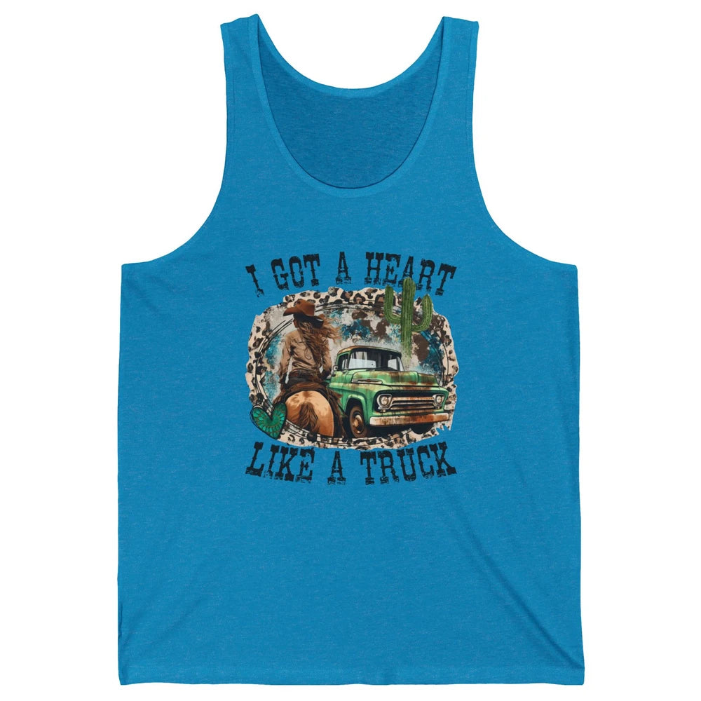 Leopard Cowgirl I Got A Heart Like A Truck Western Country Unisex Jersey Tank