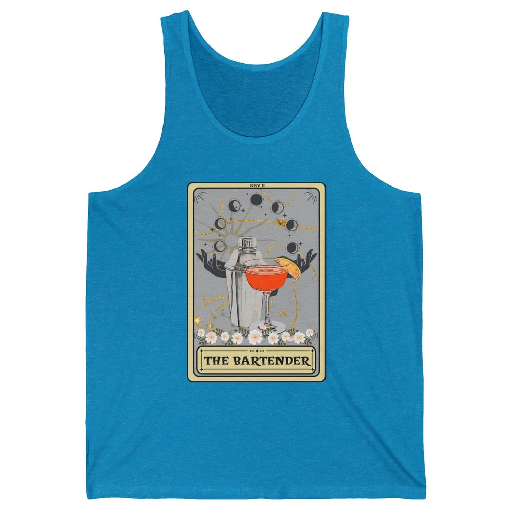 Retro The Bartender Tarot Card Barista Halloween Bartender Unisex Jersey Tank
