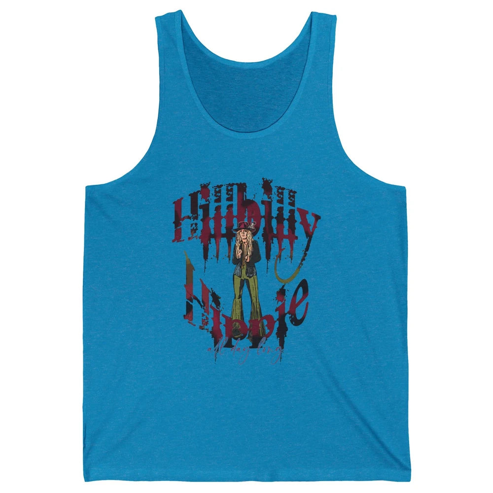 Retro Cowgirl Hillbilly Hippie All Day Long Western Country Unisex Jersey Tank