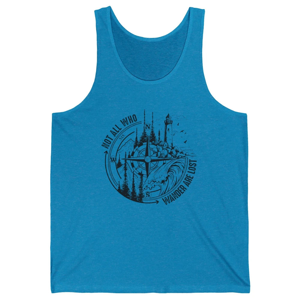 Retro Mountain Adventure Compass Not All Who Wander Are Lost Unisex Jersey Tank