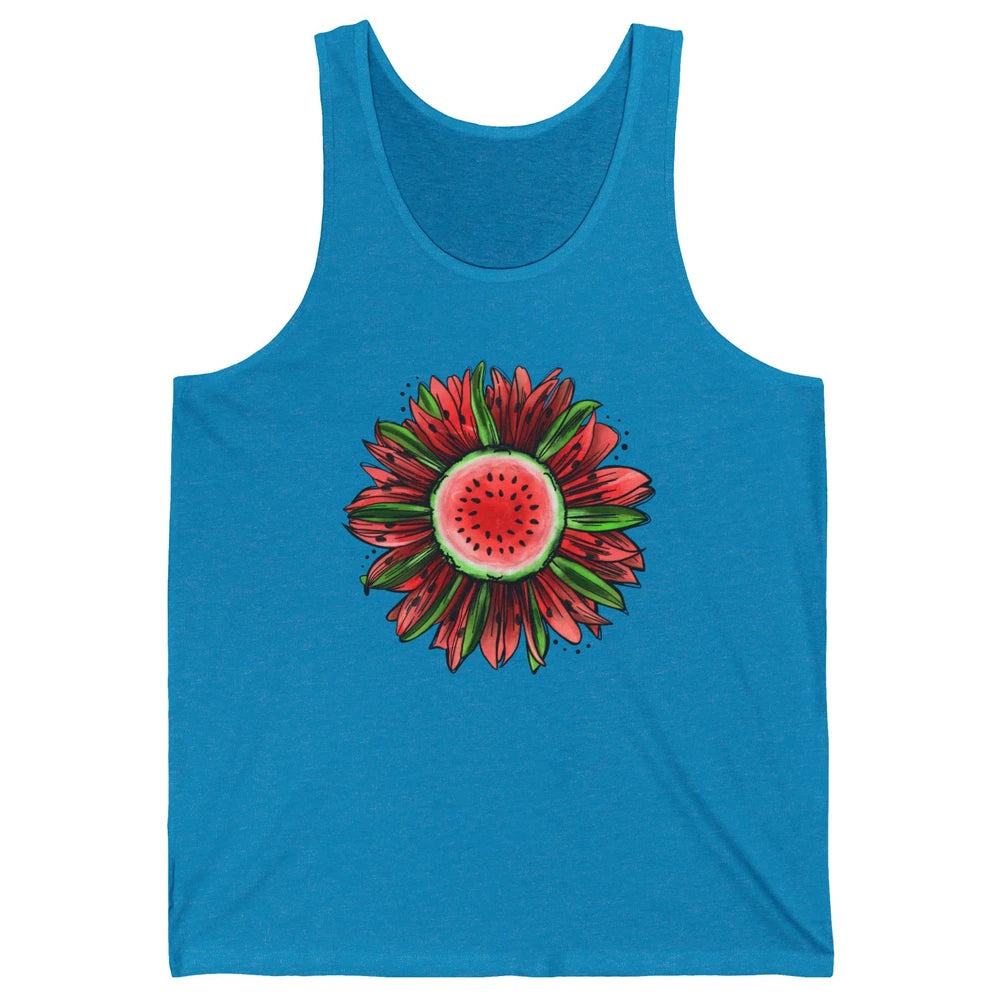 Watermelon Sunflower Summer Peace Love Watermelon Lover Gift Unisex Jersey Tank
