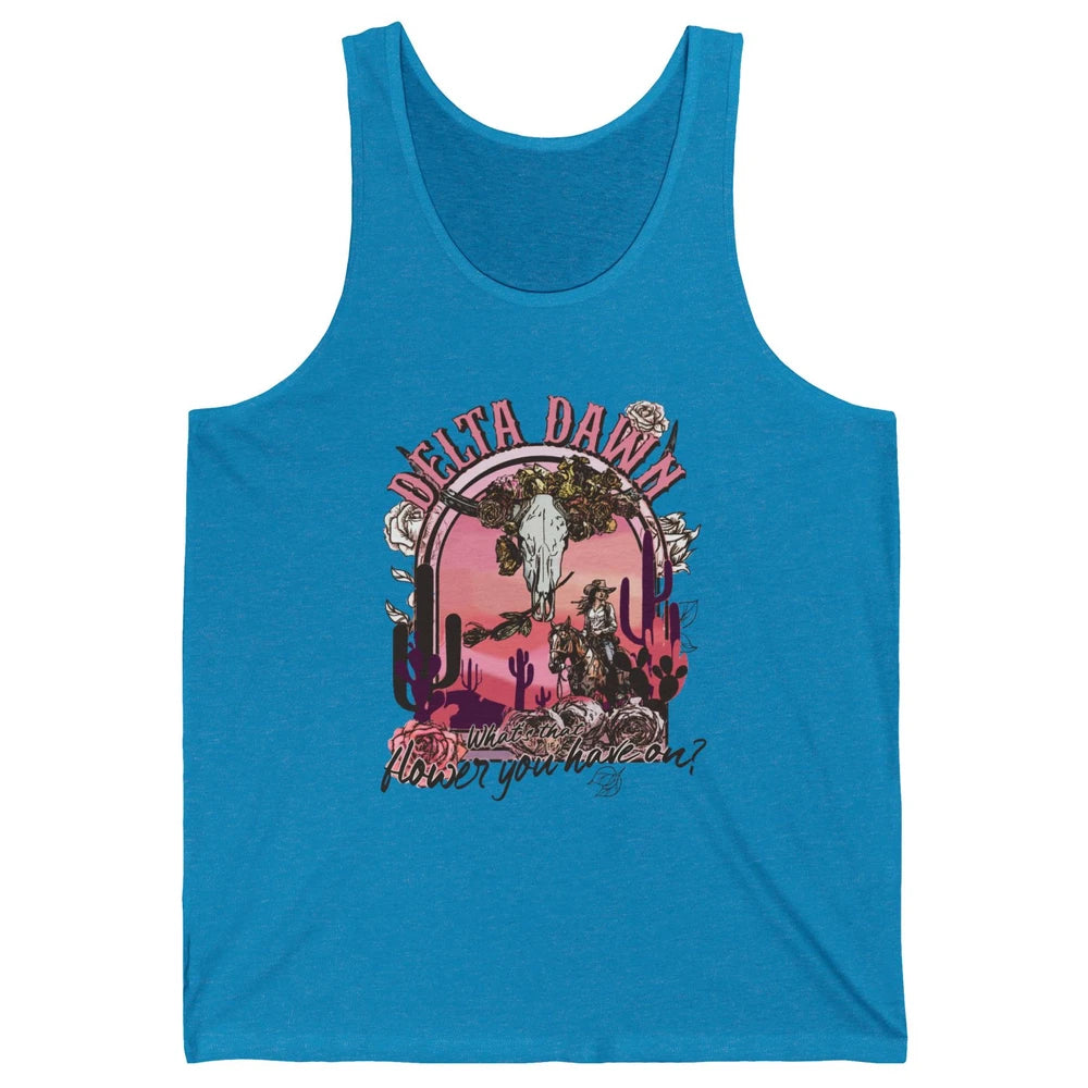 Floral Boho Bull Skull Delta Dawn Desert Western Country Unisex Jersey Tank