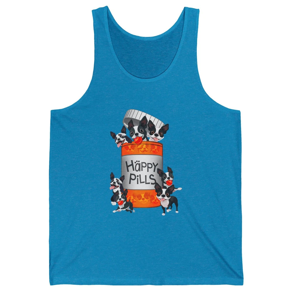 Funny Boston Terrier Happy Pills Cute Dog Pet Positive Vibe Unisex Jersey Tank